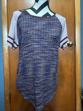 Maurices Purple Heather Raglan Short Sleeve Tee with Contrast Sleeves